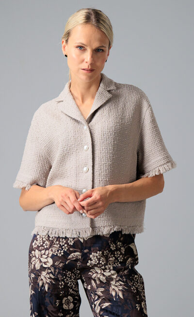 WOOL BOUCLÉ SHIRT JACKET MARIA CHAMPAGNE