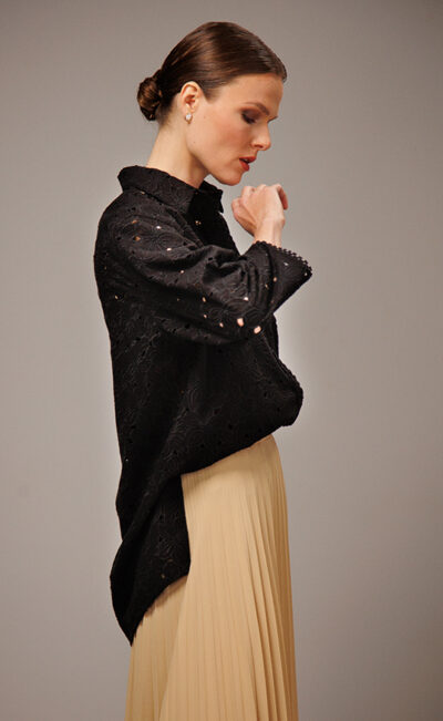 COTTON BRODERIE ANGLAISE BLOUSE KATARINA BLACK