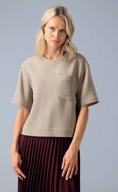 DOUBLE WOOL CREPE TOP KATI DARK BEIGE