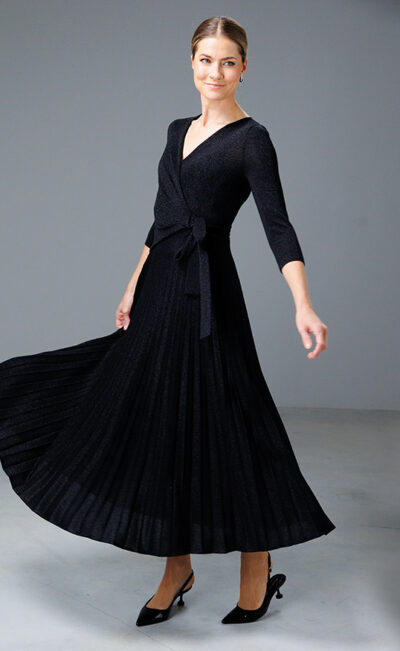 WRAP MIDI DRESS PIIA BLACK SPARKLE