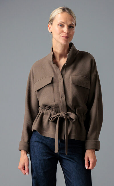 DOUBLE WOOL CREPE JACKET TANITA COFFEE BROWN