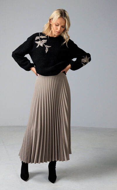 PLEATED MIDI SKIRT MAILA LIGHT GRAY