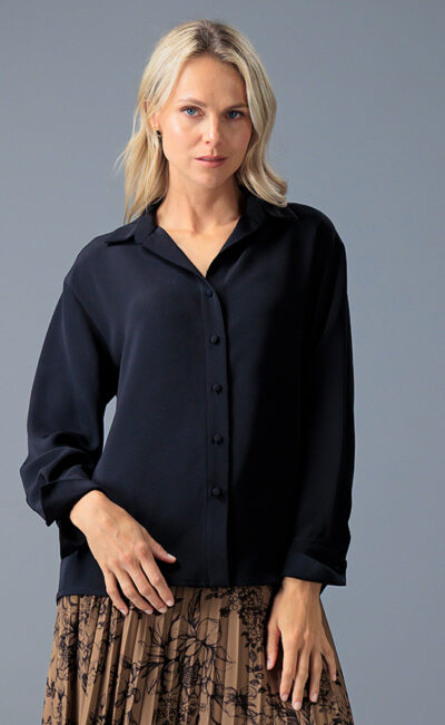 BLACK SILK CADY SHIRT TIINA