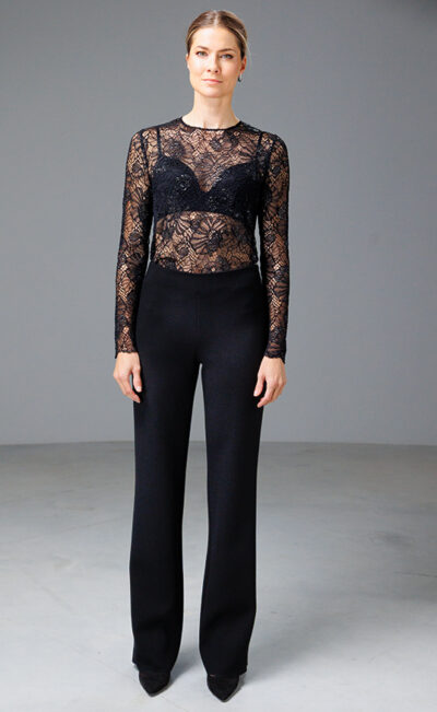 DOUBLE WOOL CREPE PANTS KAI BLACK