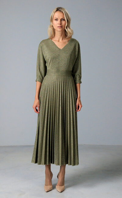 PLEATED MIDI DRESS MOONIKA GOLDEN SPARKLE