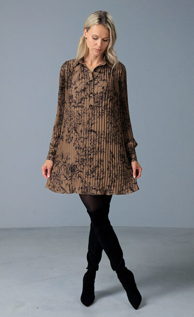 PLEATED DRESS DALIA FLOWER PRINT