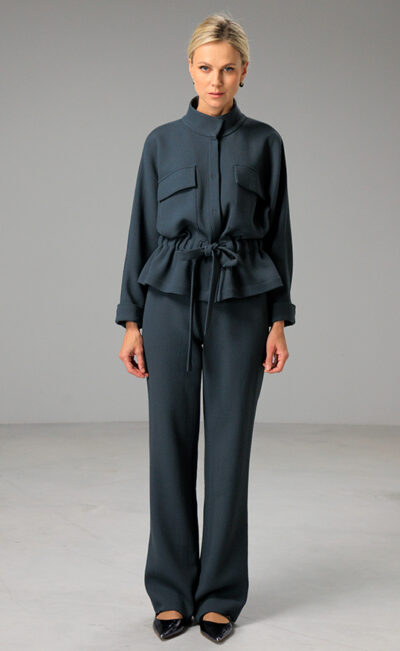 DOUBLE WOOL CREPE PANTS KAI STORM GRAY