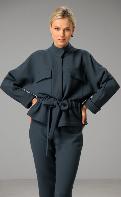 DOUBLE WOOL CREPE JACKET TANITA STORM GRAY