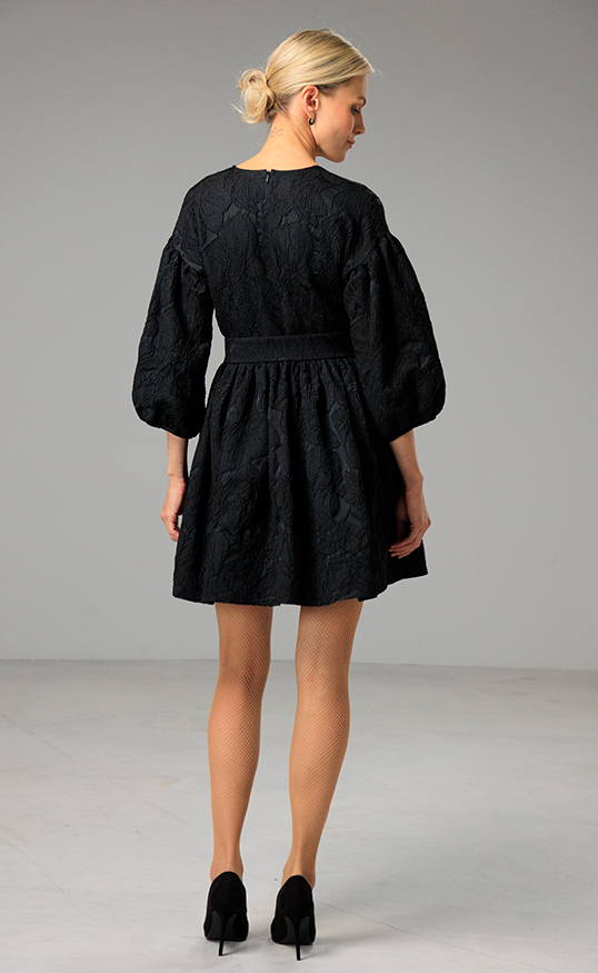 JACQUARD MINI DRESS LOLA BLACK - Image 3