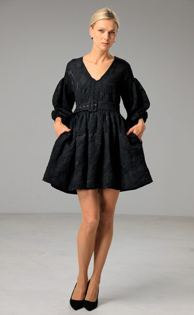 JACQUARD MINI DRESS LOLA BLACK