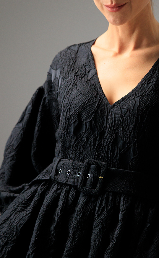 JACQUARD MINI DRESS LOLA BLACK - Image 5