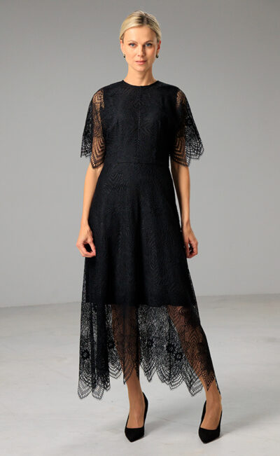 LACE MIDI DRESS MEERI BLACK