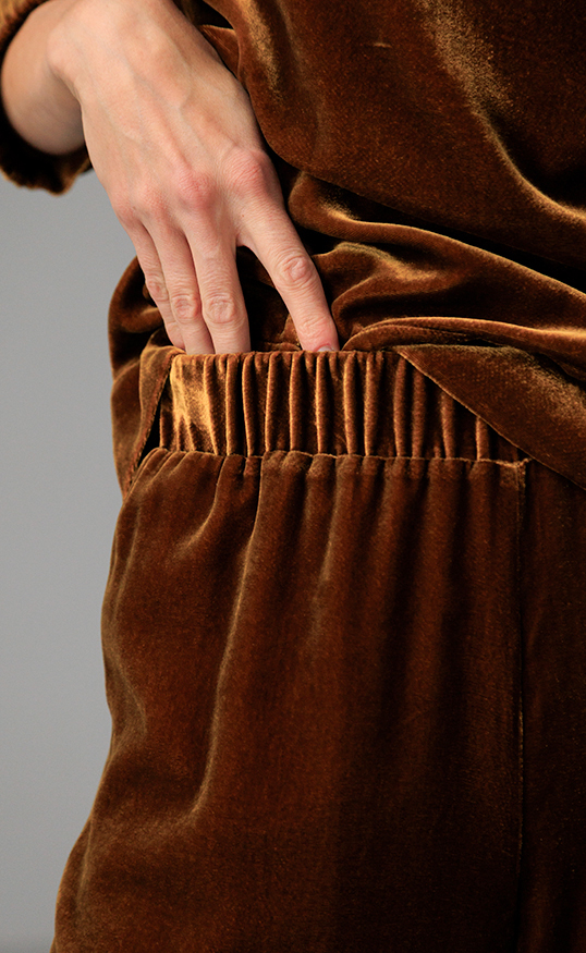 SILK VELVET PANTS IIRIS HONEY GOLD - Image 5