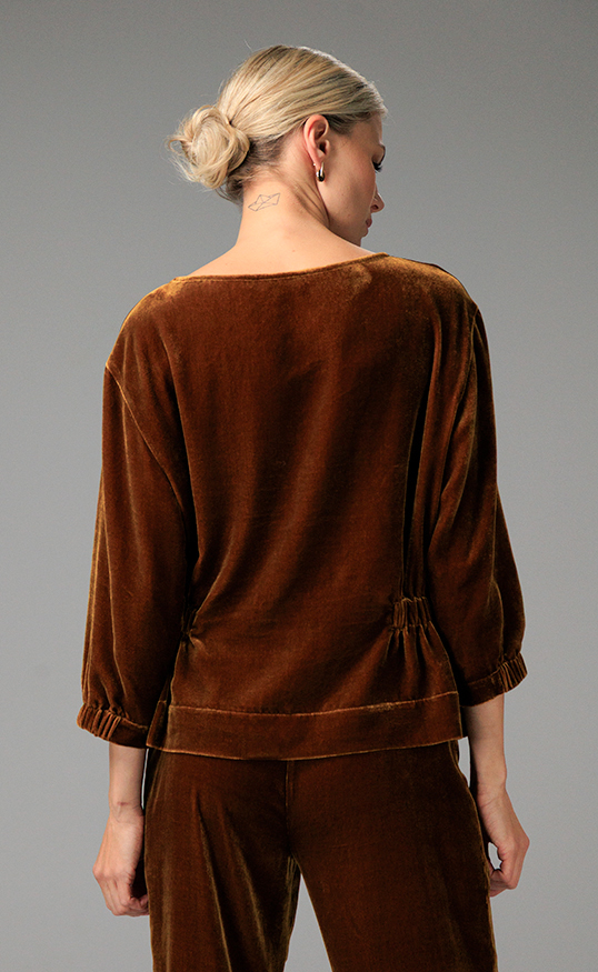 SILK VELVET BLOUSE SIIRI HONEY GOLD - Image 3