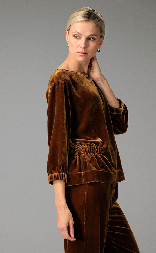SILK VELVET BLOUSE SIIRI HONEY GOLD - Image 2