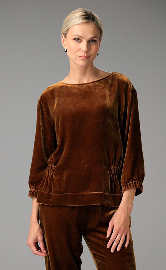 SILK VELVET BLOUSE SIIRI HONEY GOLD