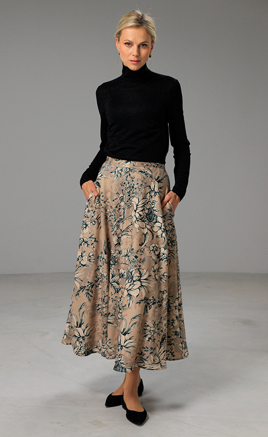 WOOL SKIRT SAMANTHA FLOWERS