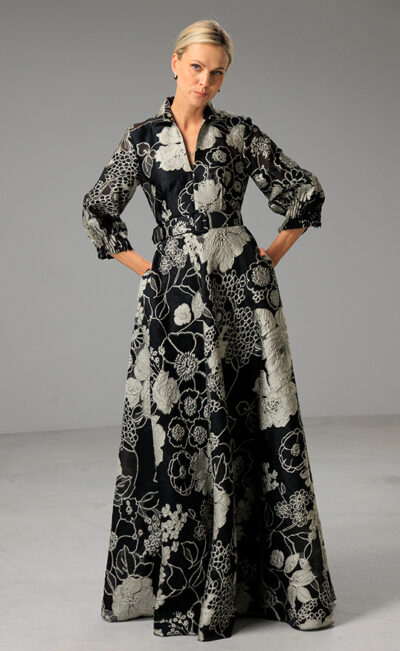 ELEGANT MAXI DRESS JACQUARD SILVA FLOWERS