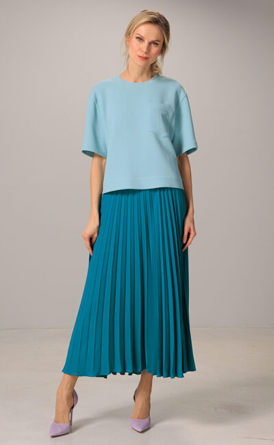 PLEATED MIDI SKIRT PIPA PETROLIUM