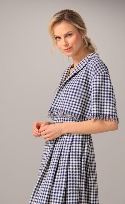 BOURETTE SILK JACKET MARIA BLUE WHITE CHECKERED