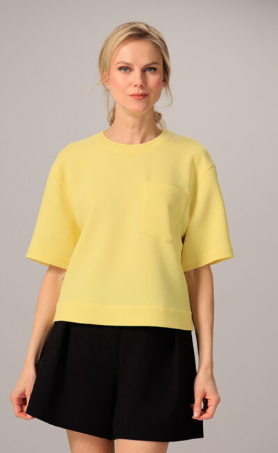 DOUBLE WOOL CREPE TOP KATI YELLOW