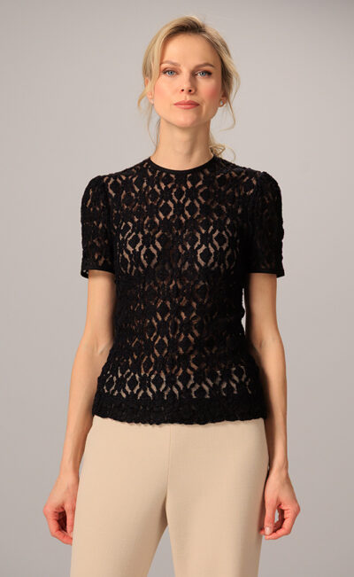WOOL LACE TOP TERESA BLACK