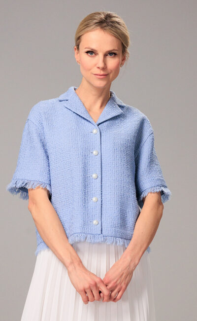 WOOL BOUCLÉ SHIRT JACKET MARIA LIGHT BLUE