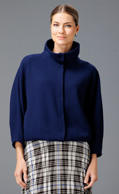 DOUBLE WOOL CREPE JACKET MAIKEN NAVY BLUE