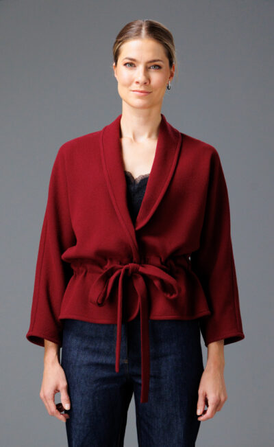 DOUBLE WOOL CREPE JACKET AMELI BORDEAUX