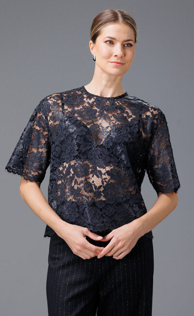 LACE TOP KATI METALIC BLACK